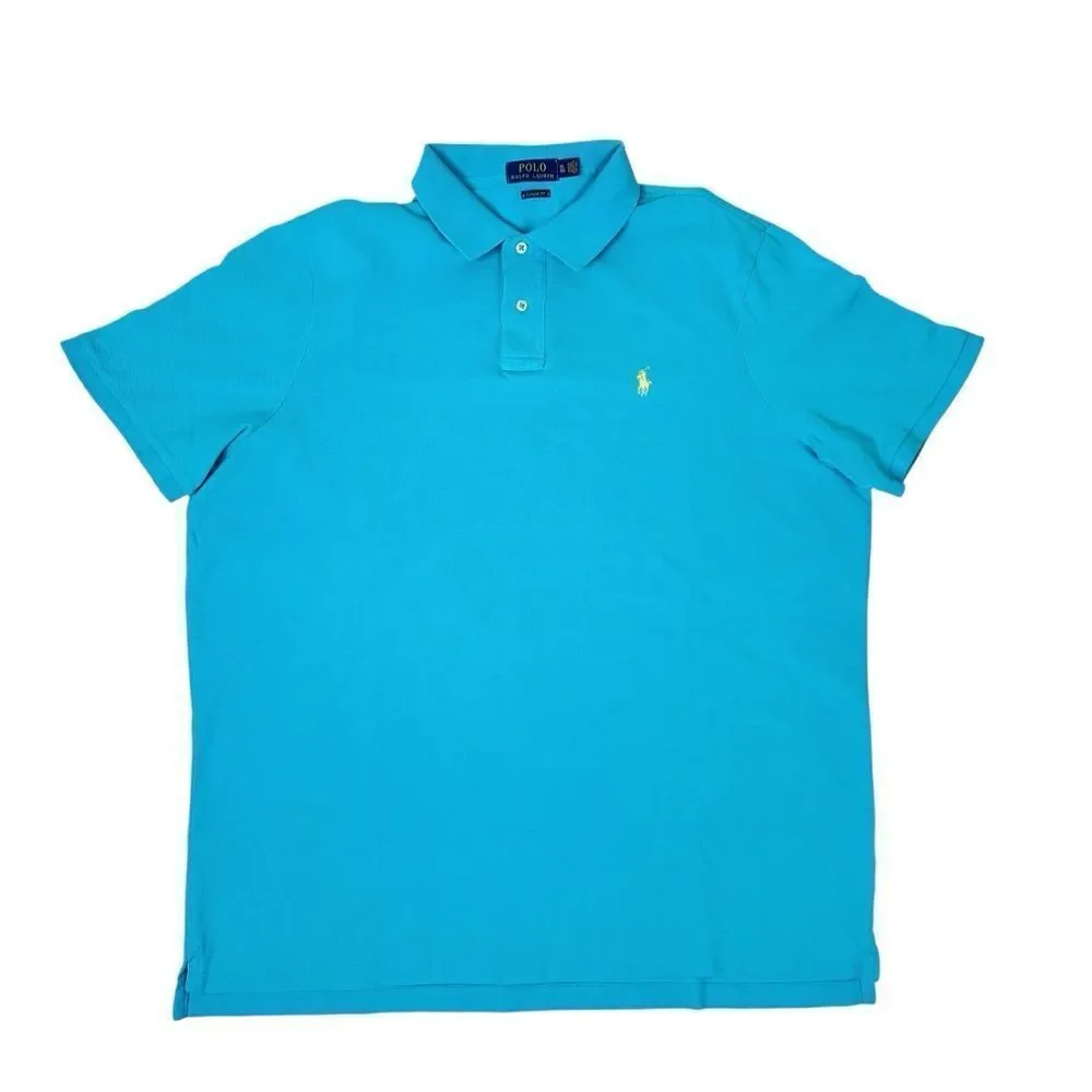 POLO RALPH LAUREN Classic Fit Mens XL Blue Cotton Short Sleeve Polo Shirt
